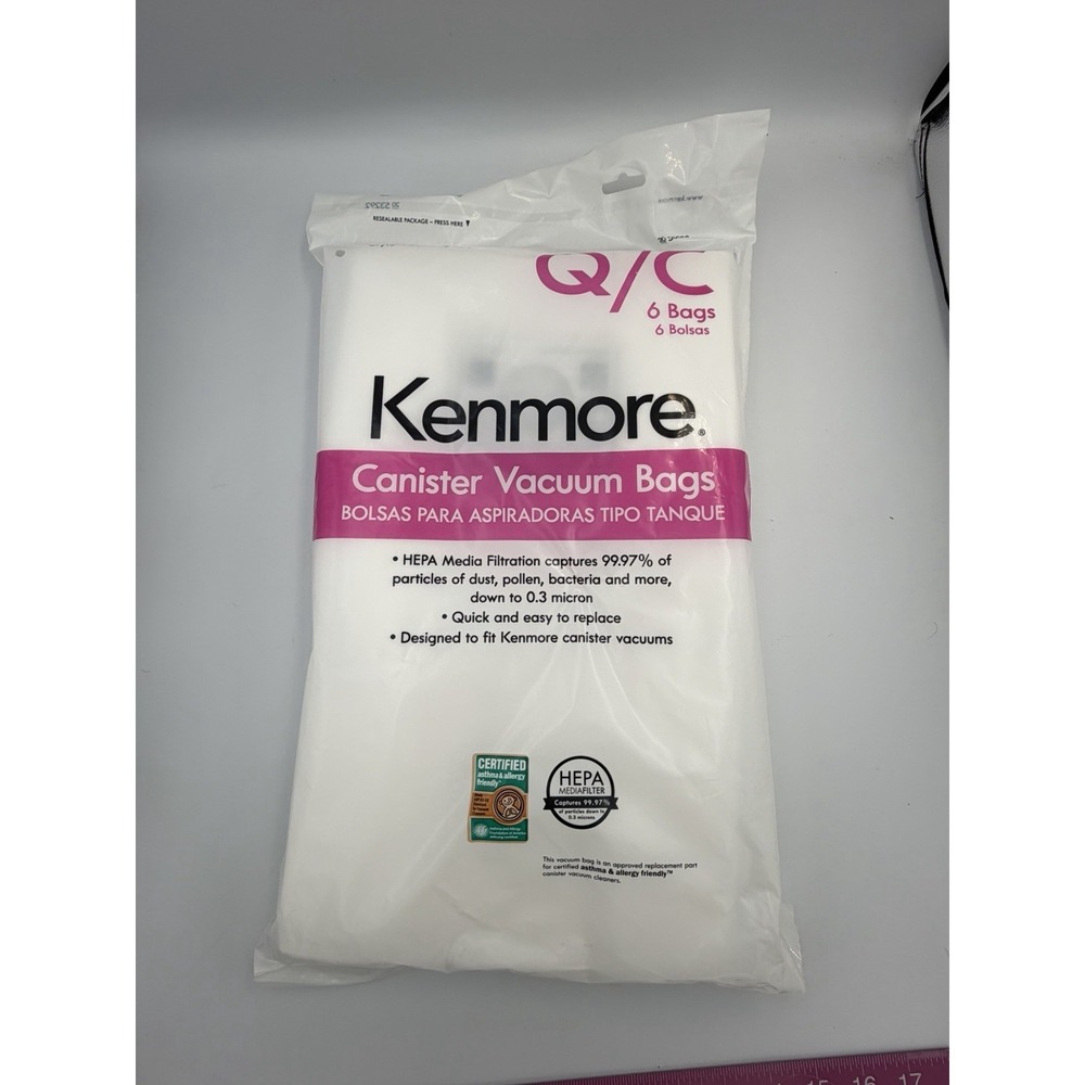 Kenmore Q/C Canister Vacuum Bags 6 Pack HEPA 50557 50558 Replacement New